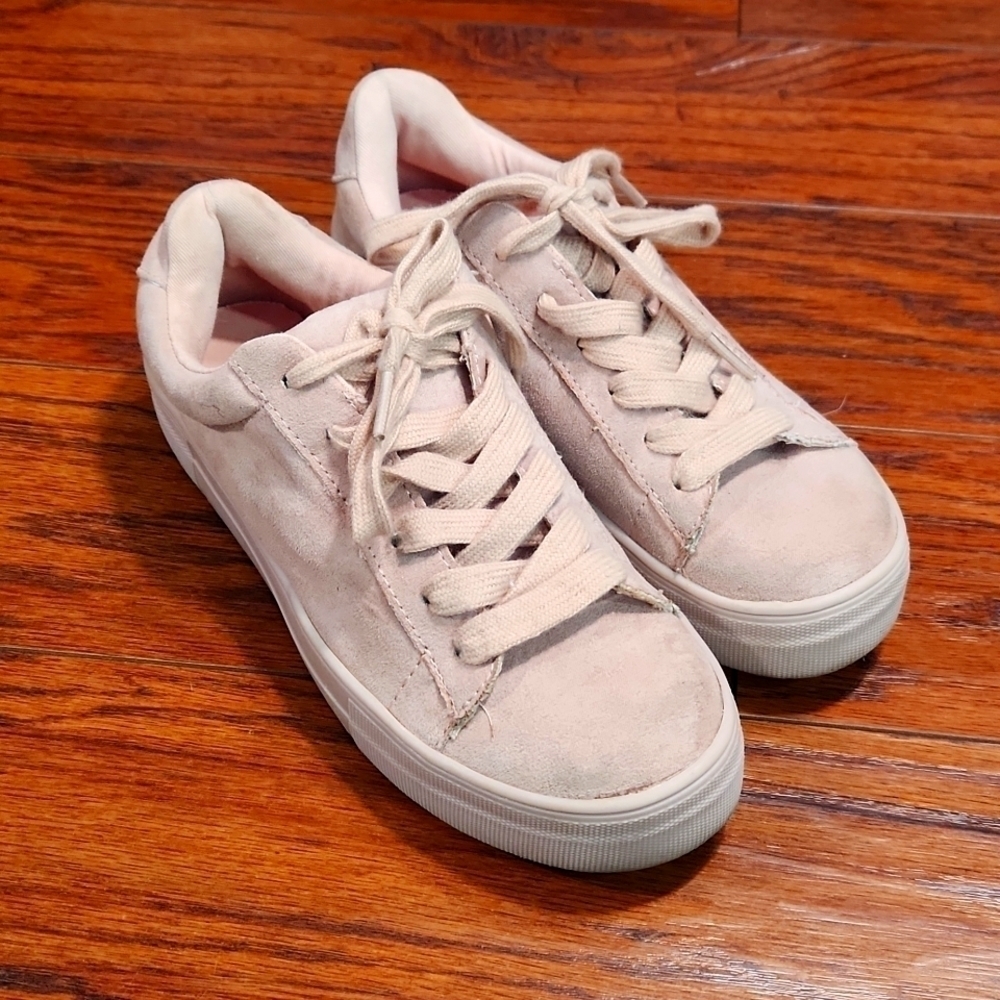 TRASH Brand Light Pink Platform Suede Sneakers